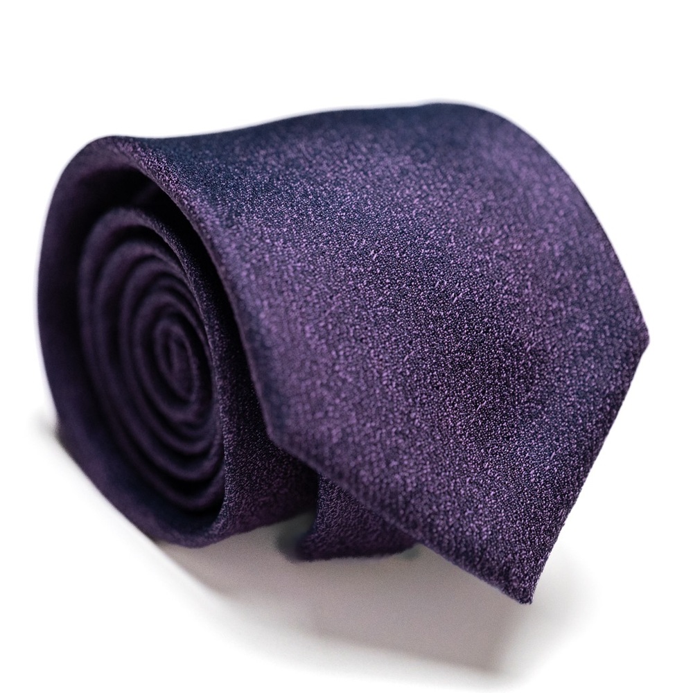 Tattersall Purple Textured 100% Silk Men’s Necktie, EUC